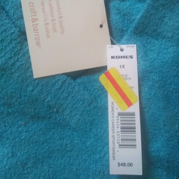 NWT Croft & Barrow Aqua Sweater, 1X - Picture 4 of 4